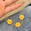 Loja de Ouro Mesmo Estilo Ouro Areia Conjunto Rosa Corrente Feminina Luxo Leve Moda Versátil Colar Dupla Camada Pulseira para Presente de Namorada