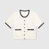 Moda de Hong Kong e Americana/Chique Estilo Francês Nicho Tops Cardigã de Tricô de Manga Curta com Gola Redonda