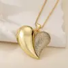 Collar Colgante de Corazón con Circonita Chapado en Oro de 18 Quilates de Cobre de Nicho Europeo y Americano de Gama Alta para Mujer Cadena de Clavícula de Lujo Accesible Nuevo
