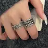 Anillo de plata de ley S925 vintage desgastado de alta resistencia con diseño de flor de cruz empalmada para mujer, diseño abierto ajustable, joyería de nicho de alta gama