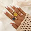 Joyería de Venta Caliente Transfronteriza Europea y Americana, Anillo Abierto de Piedra Ojo de Tigre Retro a la Moda, Anillo Metálico Apilable de Gama Alta de Nicho