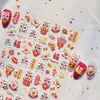 Pegatinas para Uñas con Nudo Chino de Año Nuevo 3D en Relieve Nuevo Estilo Rojo Festivo Chino Pegatinas Adhesivas para Uñas con Nudo Chino