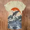 Nuevo Top de Manga Corta con Cuello en V para Mujer 2026 con Diseño Original, Camiseta Casual de Manga Corta de Delfín en Acuarela, Suministro al por Mayor
