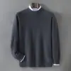 Suéter de cachemira para hombre de cuello alto medio, 100% cachemira, nuevo estilo otoño e invierno, camiseta básica interior, suéter pullover tejido holgado