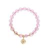 Pulseira de Cristal Natural Qiaoen Pulseira de Cristal Rosa Feminina Estilo Ins Rosa Simples Fofa Atacado