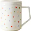 Taza de Té de Cerámica Pintada a Mano con Puntos de la Dinastía Tang y Song con Tapa, Filtro Interior para Separar el Té y el Agua, Taza de Uso Personal