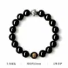 Pulsera de Obsidiana Negra Natural para Mujer con Cuentas de Mantra de Seis Caracteres, Pulsera de Pareja, Regalo de San Valentín para Hombres