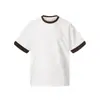 Camiseta Pesada Rumei Estilo Retrô Americano para Homens, Color Block, Falso Duas Peças, Estilo Old Money, Camiseta Básica de Manga Curta Slim Fit, Top de Meia Manga