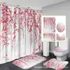 Suministro Directo de Fábrica Cortina Divisoria para Baño Blackout Flor de Ciruelo Sauce Juego de Cuatro Piezas Impermeable Antideslizante para Ducha Personalizable