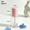 Tubo vacío de brillo de labios transparente con cabezal de cepillo grande, botella redonda rellenable, tubo de llenado para labial líquido, recipiente de maquillaje portátil