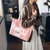 Bolsa Popular Japonesa de Cinta para Dolor Lazo Lindo Gran Capacidad Costura Transparente de Hombro de Mano Bolso Tote de Moda