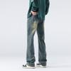 Marca de Moda Jeans Usados Lavados para Hombre Otoño Estilo Americano Pantalones Rectos Vibe Pantalones Urbanos Pantalones Casuales
