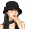Sombrero de Algodón y Lino Plisado Retro Japonés para Mujer, Nueva Versión Coreana de Primavera y Verano, Sombrero de Pescador Artístico Casual Versátil, Dulce