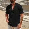 Ropa de Hombre Transfronteriza Estilo Europeo y Americano Monocapa Color Sólido Transpirable Cuello Alto Manga Corta Camisa 2025 Color Sólido Moda Simple Artículo Popular