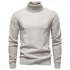 Suéter de Tricô Gola Alta Masculino Cor Sólida Padrão Torcido para Outono/Inverno 2026, Suéter Quente de Camada Base para Homens