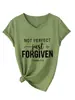 No Perfecta Solo Perdonada Estación Independiente de Amazon Camiseta Casual Cómoda de Manga Corta con Cuello en V para Mujer