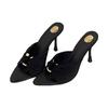 Tacones Altos para Mujer 2025 Verano Nuevo Estilo Hebilla Metálica Plisada Elegantes Sandalias de Punta Abierta y Cerrada Sexy Zapatillas de Tacón de Aguja