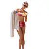 Traje de Baño a Cuadros con Abertura de Cintura Alta para Cubrir el Vientre, Nuevo Estilo Coreano, Bikini Sexy para Mujer, Traje de Baño para Aguas Termales