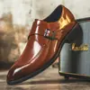 Sapatos 48 de tamanho grande para exportação, nova coleção de outono, sapatos formais masculinos de couro estilo fivela, sapatos masculinos de cadarço com bico quadrado estilo britânico, adequados para casamentos