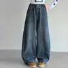 Pantalones vaqueros de otoño e invierno para niña, talla mediana y grande, pantalones de pierna ancha forrados de forro polar para niño, pantalones de color block tipo guadaña para niño, pantalones largos sueltos casuales
