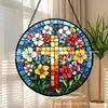 Adornos de vidrio con forma de cruz para jardín transfronterizos, decoraciones colgantes coloridas para el hogar, decoraciones para ventanas, atrapasoles para jardín