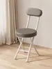 Taburete Plegable con Respaldo, Silla con Cojín Suave, Silla Sencilla para el Hogar, Silla Plegable para Dormitorio, Taburete Pequeño para Balcón, Taburete Redondo Portátil