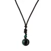 Collar Transfronterizo de Amazonita Ojo de Tigre de 16 mm Colgante de Obsidiana Natural Collar de Amatista para Hombres