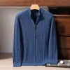Nuevo Cardigan de Otoño 2026 100% Cachemir Puro para Hombre, Cuello Alto, Cremallera, Color Sólido, Tejido, Chaqueta Cálida de Cachemir