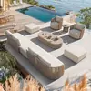 Juego de sofá de teca para exteriores para patio, villa, jardín, muebles de madera maciza al aire libre, sofá de ocio impermeable y resistente al sol