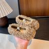 Zapatos de Algodón para Niños, Zapatos de Invierno de Terciopelo Cálido con Piel para Niñas, Zapatos Tipo Gorro de Lana de Cordero para Bebé de Suela Suave para Una Pierna, Zapatos para Niños