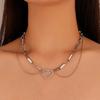 Collar de Perlas de Venta Caliente Transfronterizo para Mujeres Punk Hip-Hop Creativo Candado Corazón Cadena Gruesa Cadena de Clavícula Cadena de Suéter Lote