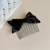 Peine Pinza para el Cabello con Lazo de Satén Suave Estilo Coreano para el Lado del Cabello, Peine para la Parte Posterior de la Cabeza, Pinza para el Cabello para Recogido Parcial