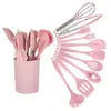 Juego de 10 Utensilios de Cocina de Silicona con Cubo de Almacenamiento, Espátula y Cuchara Antiadherentes Todo Incluido para Hornear, Grado Alimenticio