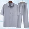 Traje de Verano para Papá 2025 Camiseta de Manga Corta para Hombres de Mediana Edad y Mayores Camisa de Verano de Seda de Hielo Abuelo Mediana Edad Manga Media