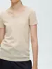 Transmissão ao vivo cadeia de suprimentos de vestuário feminino estilo R0W simples verão seco e respirável KW046 mistura de lã bainha dobrada malha manga curta feminina