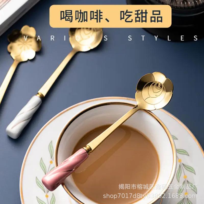 玫瑰樱花勺陶瓷柄