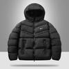 Transfronterizo 2025 Invierno Plano Nailon Algodón Abrigo Bordado Engrosado Abrigo Bollo Cuello Alto Algodón Abrigo de Algodón Suelto para Hombre