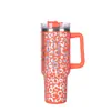 Termo para Coche de Acero Inoxidable 304 Elástico Borde Caliente Estampado Leopardo Plateado 40 oz Primera Generación Mismo Estilo Stanley Logo Personalizado