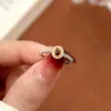 Anillo Ajustable de Plata de Ley S925 Lujo Ligero Retro Moda Bicolor Dorado Base para Anillo de Joyería Ovalada DIY