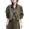 Chaqueta corta de cuero PU con bloques de color, para mujer, estilo nuevo otoño 2026, a la moda y adelgazante, adecuada para figuras petite