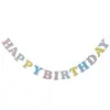 Banner de Aniversário Colorido com Letras, Banner Triangular para Decoração de Cena de Festa, Banner Decorativo para Foto em Estoque