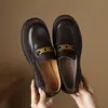 Nuevo Estilo Otoño e Invierno 2024, Completamente de Cuero por Dentro y por Fuera, Mocasines Retro de Tacón Medio con Suela Suave para Todas las Estaciones, Disponibles para Dropshipping