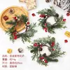 Mini Corona de Nieve Navideña Bayas Rojas Piña Rama de Pino Simulación Corona de Rama de Pino Colgante de Puerta Navideño Decoración de Escritorio Anillo Pequeño