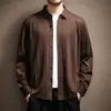 Camisa modal texturizada retro de alta gama para hombre, nuevo estilo de otoño, marca de moda, camisa casual holgada estilo 'old money'