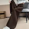 Novo design outono e inverno, calça pantalona estilosa na cor café, cintura alta, corte solto, efeito emagrecedor, simples, e calça jeans forrada com fleece A14430