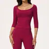 Camiseta de yoga cepillada transfronteriza de Amazon, top ajustado para entrenamiento de Pilates, ropa deportiva para correr y yoga para mujer 5575