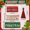 Set de Cuatro Piezas de Madera Señales Decorativas de Mesa Navideña, Sombreros Navideños, Piezas de Letrero de Madera para Decoración de Mesa Navideña, Soporte de Capas