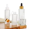 Botella gotero de vidrio esmerilado para aceite esencial al por mayor, botella transparente portátil para loción, agua de maquillaje, botella de aceite esencial
