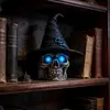 2026 Halloween Transfronterizo Resina Calavera Gótica Sombrero de Bruja Luz Nocturna Creativo Adorno Decorativo para Escritorio del Hogar