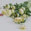Trasplante de Cabello Artificial para Boda Flor Artificial de Loto de 5 Cabezas Decoración de Mesa para Sala de Estar Flor Falsa de Seda Flor Artificial de Camelia Flockada